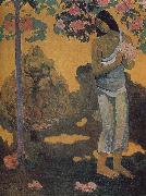 Paul Gauguin Woman holding flowers Spain oil painting artist